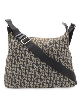 Dior Trotter Shoulder Bag Crossbody Jacquard Canvas Leather Black